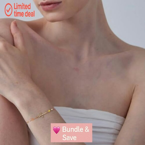 9-Piece Adjustable Dainty Cross Bracelet Set Stainless Steel Christian - Picture 5 of 8